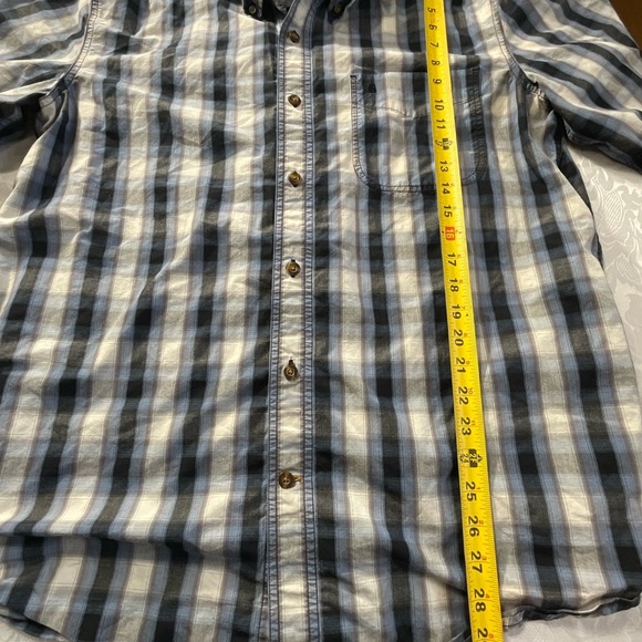 Carhartt Blue Plaid Button Down Short Sleeve Shirt Men’s Size Large - Picture 7 of 9